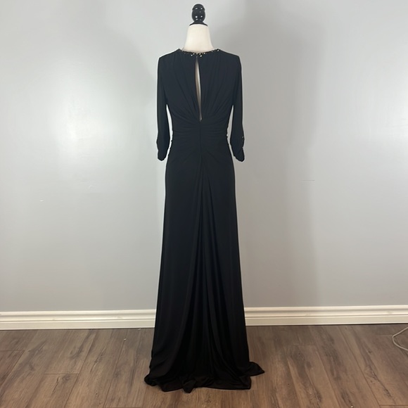 Cameron Blake for mon Cherie Long Black Gown with Ling Sleeve Dress - Picture 9 of 17